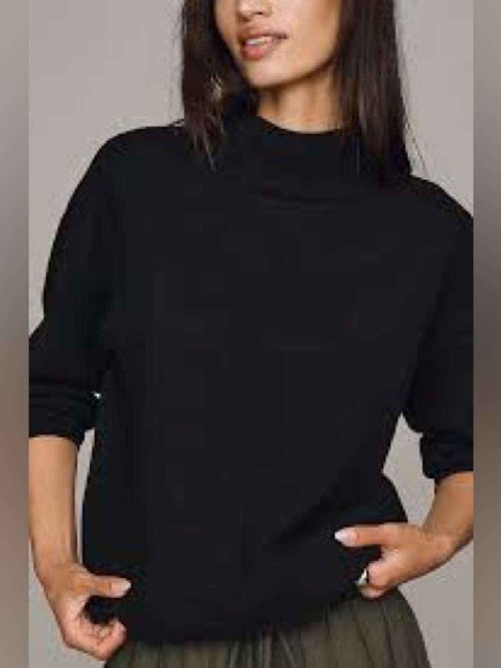 Anthropologie Maeve | Carys Mock Neck Black Pullover Oversized Sweater